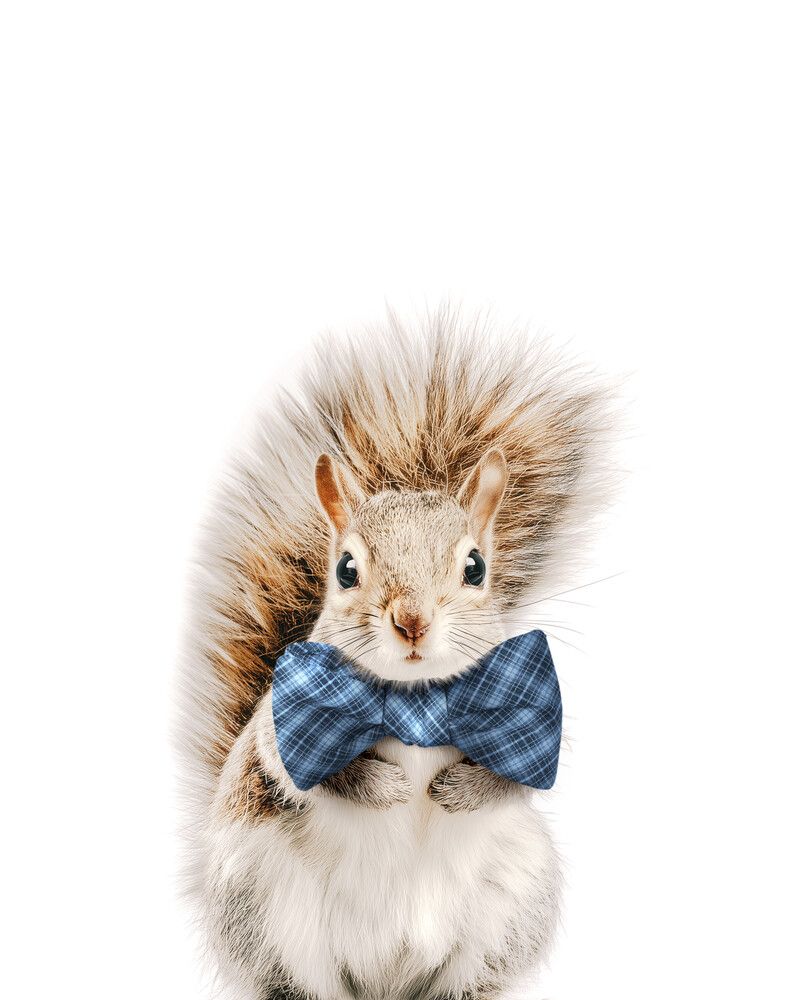 Squirrel Bowtie-Cornflower